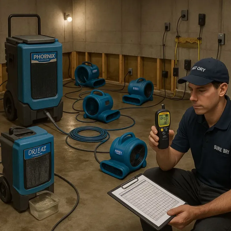 Structural Drying and Dehumidification process in Wernersville, PA